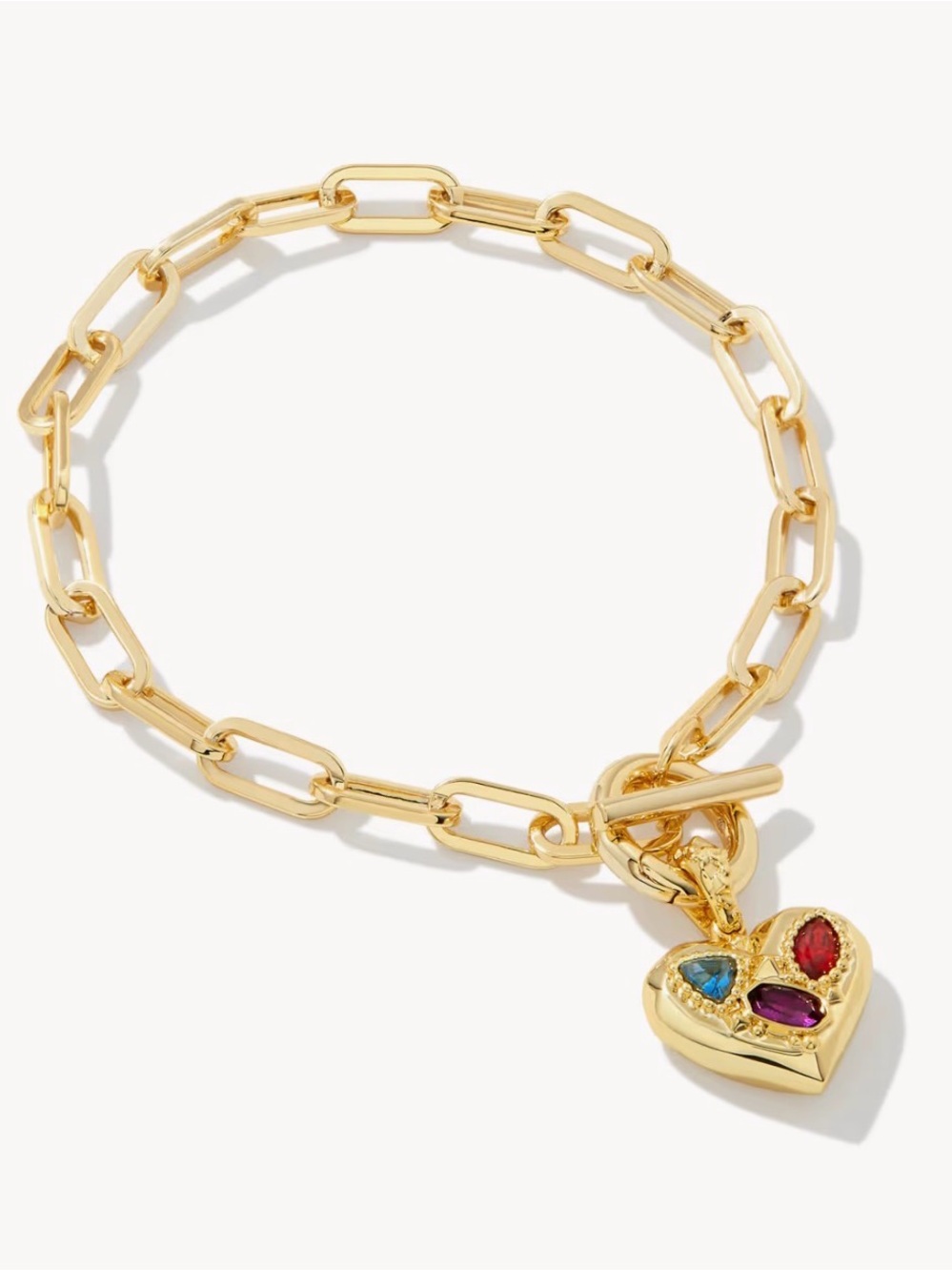 Kendra Scott Penny Gold Heart Chain Bracelet in Multi Mix NWT - Picture 8 of 8